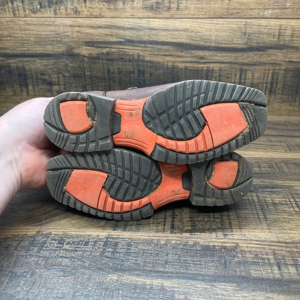 El General Cowboy Boots Kids Size 12 Brown‎ Leather Orange Embroidery Lug Sole